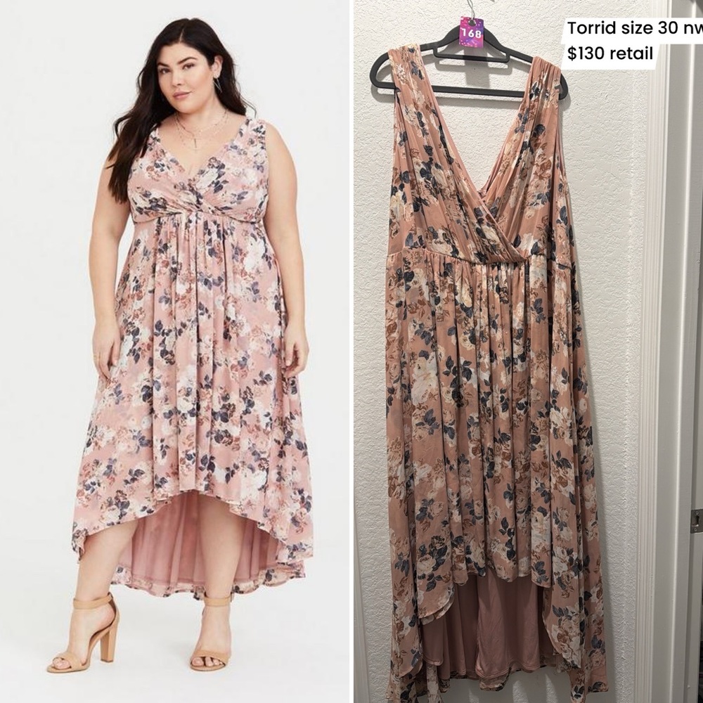 Torrid size 30 maxi chiffon high low floral dress nwt
